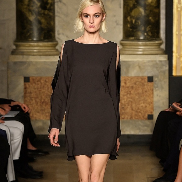 Jay Godfrey Open Slit Long Sleeve Chiffon Dress size 4 - Picture 4 of 15